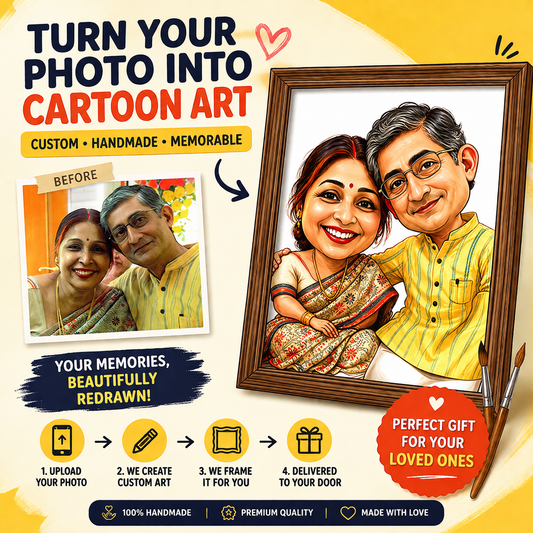 Turn Your Photo into Custom Cartoon Art Frame  | Personalized Gift for Loved Ones