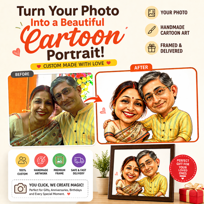 Turn Your Photo into Custom Cartoon Art Frame  | Personalized Gift for Loved Ones